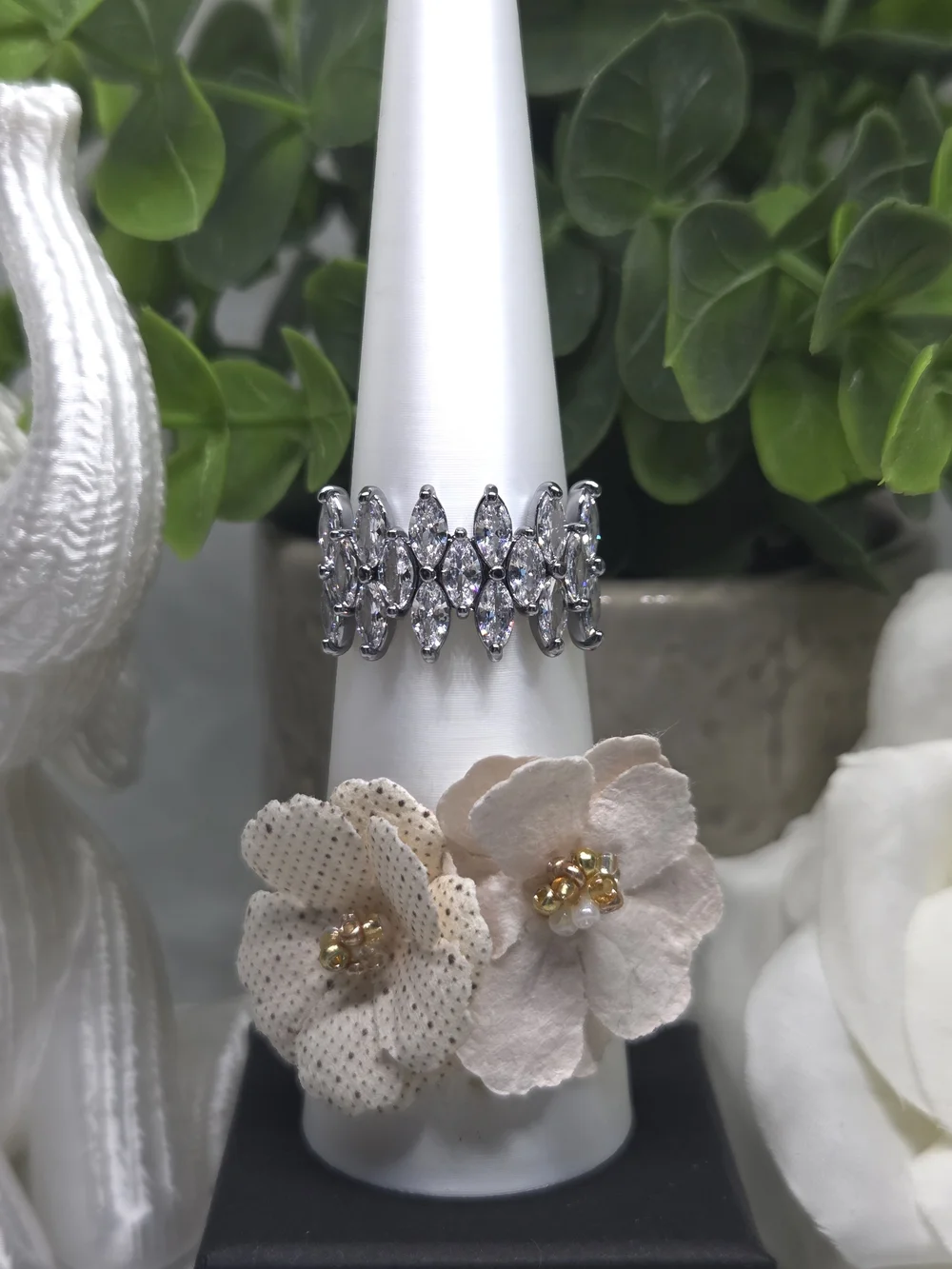 BP Marquise Cubic Zirconia Patterned Band Ring